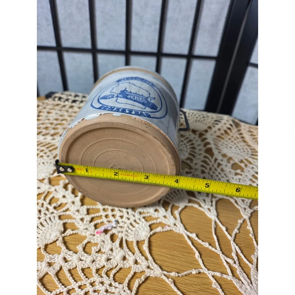 Vintage Wisconsin Homestead Stoneware Crock with Lid and Wire Bail Handle